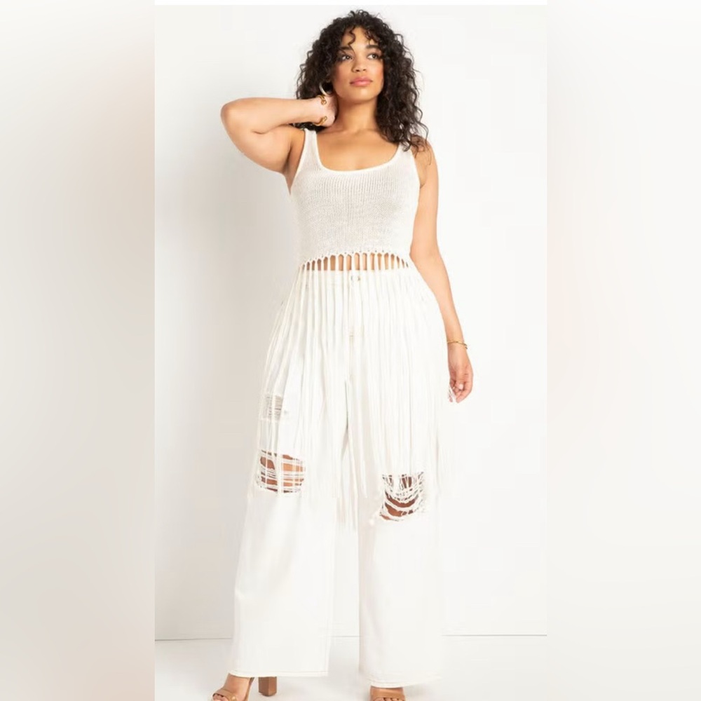 Eloquii Knit Fringe Crop Top 18/20